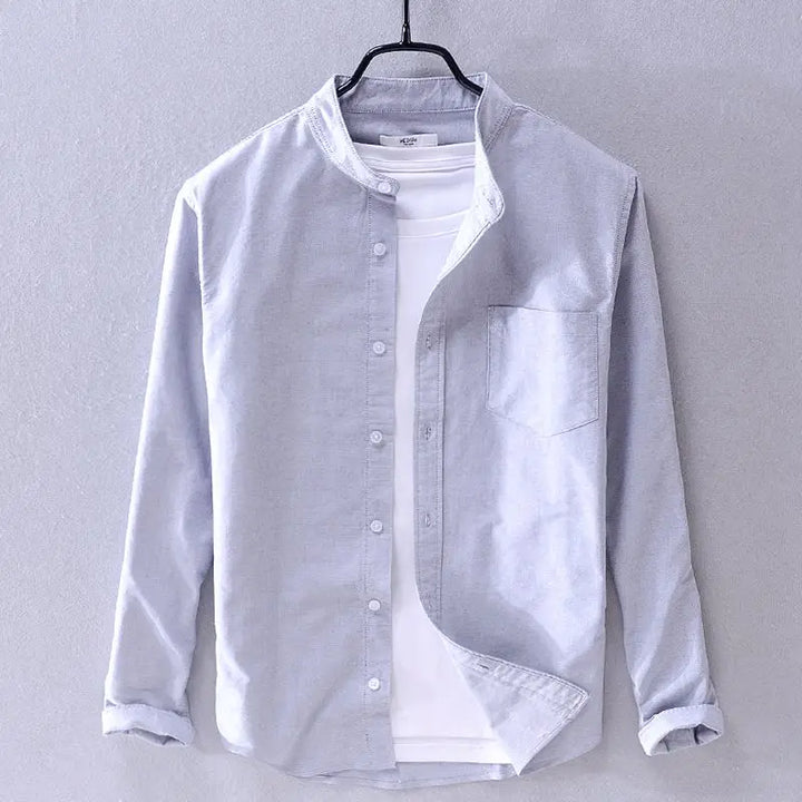 Casual men's short sleeve band shirt for summer. Lightweight, comfortable, & versatile for everyday style.