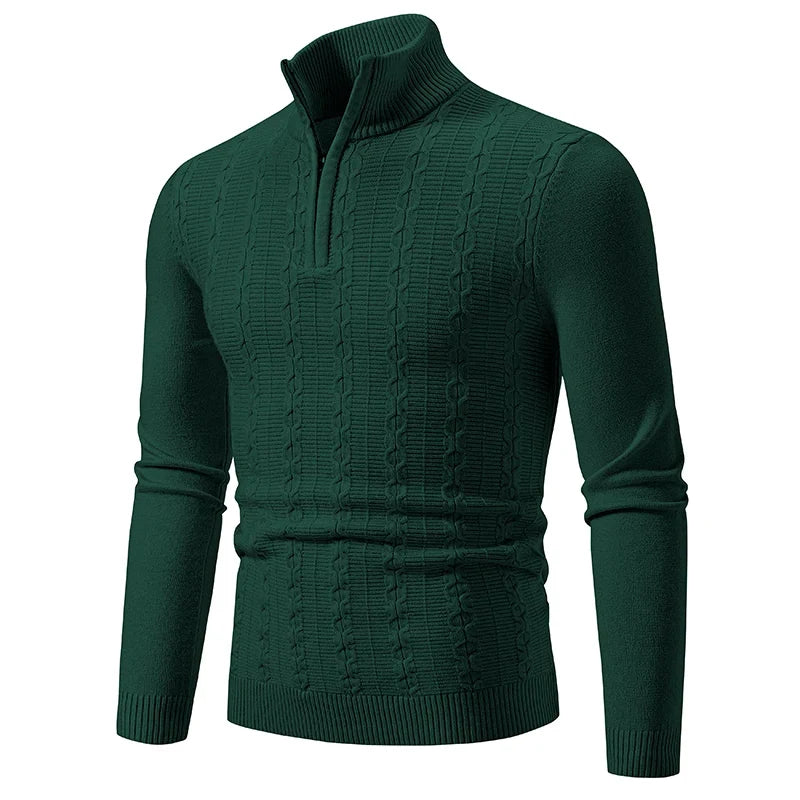 Comfortable men's quarter-zip sweater, classic style for smart casual outfits. Versatile layering in black.
