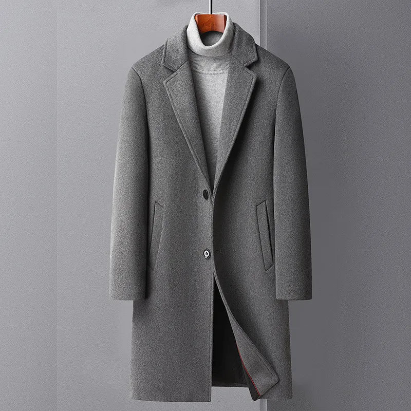 Stylish men's classic trench coat with epaulets, belt, and tailored fit, showcasing timeless men's fashion and outerwear.