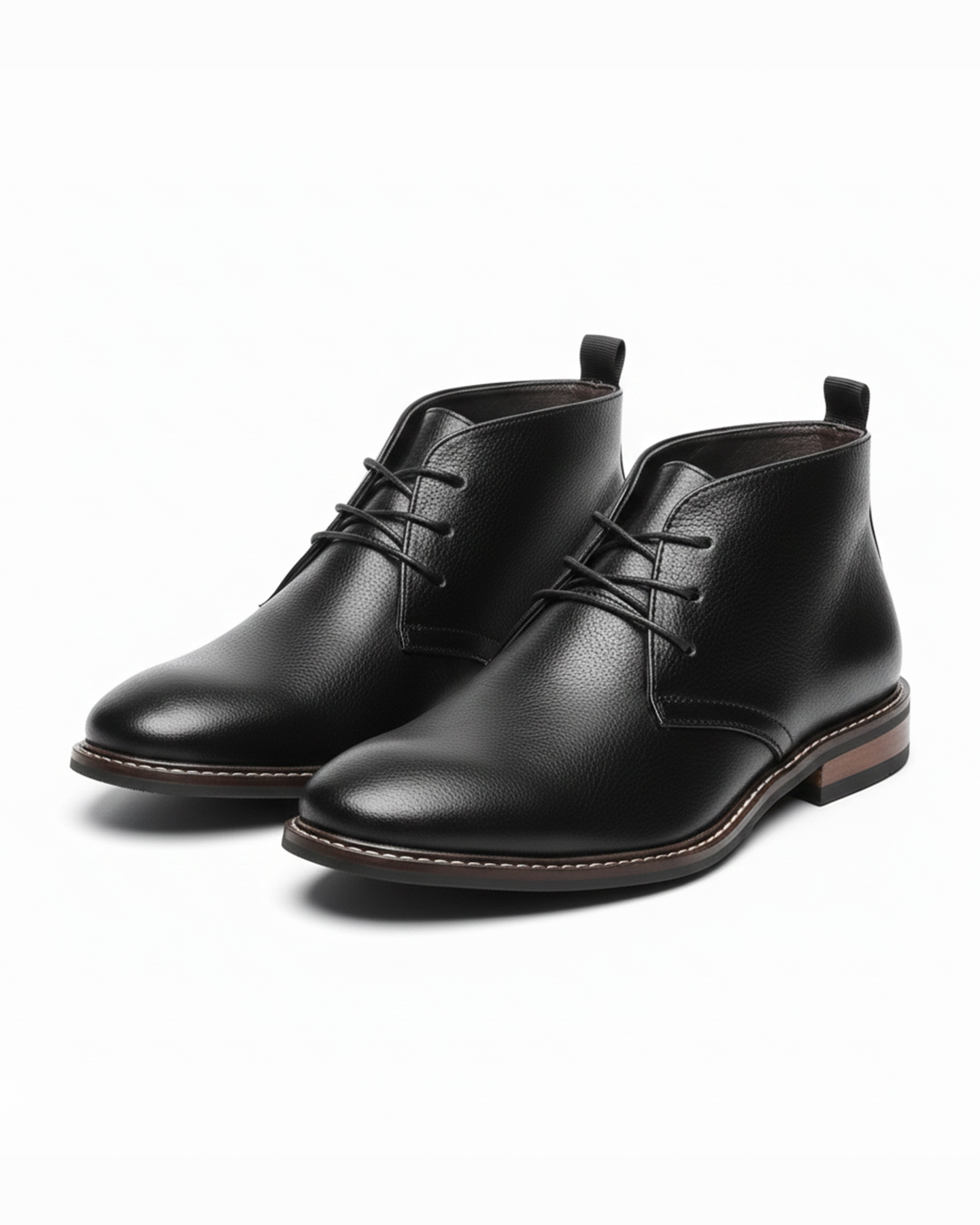 Men's classic black chukka boots with comfortable grip sole, perfect for casual or dress wear.