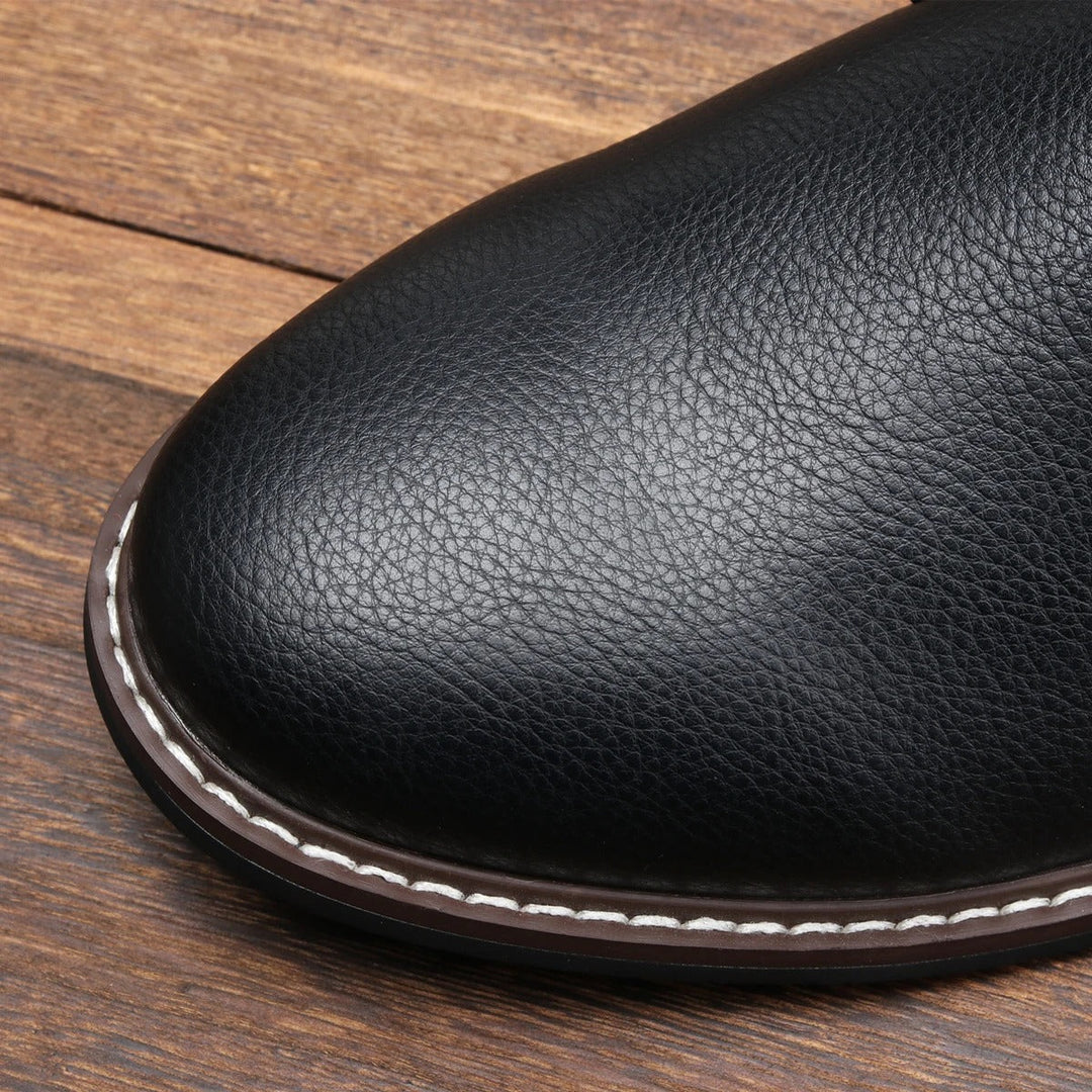 Stylish men's black chukka boots, ideal for everyday casual wear or smart-casual office looks. Cushioned for comfort.