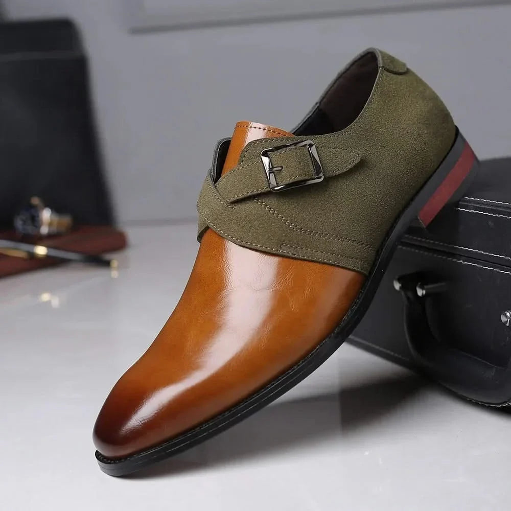 Comfortable men's classic Derby shoes with a stylish buckle, ideal for business and formal occasions.