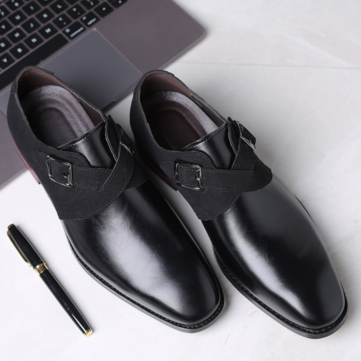 Timeless men's classic Derby shoes with an elegant buckle, versatile for business, formal, and dress occasions.