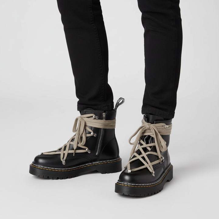 Stylish men's black leather ankle boots, weatherproof and suitable for various fashion looks