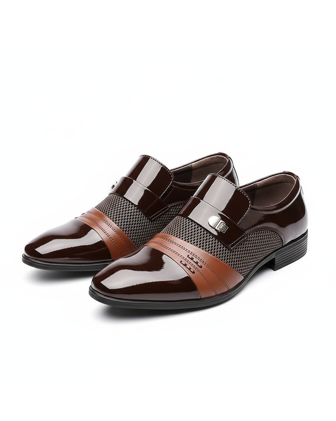 Men's classic black leather formal dress shoes, perfect for business meetings, office wear, and professional events.