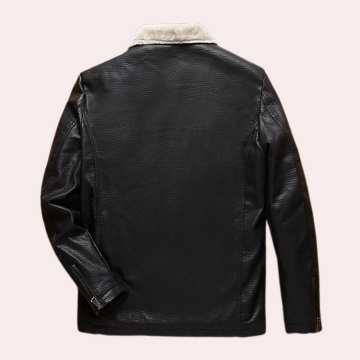 Comfortable black men's jacket with button closure. Versatile outerwear perfect for a timeless, smart casual look.