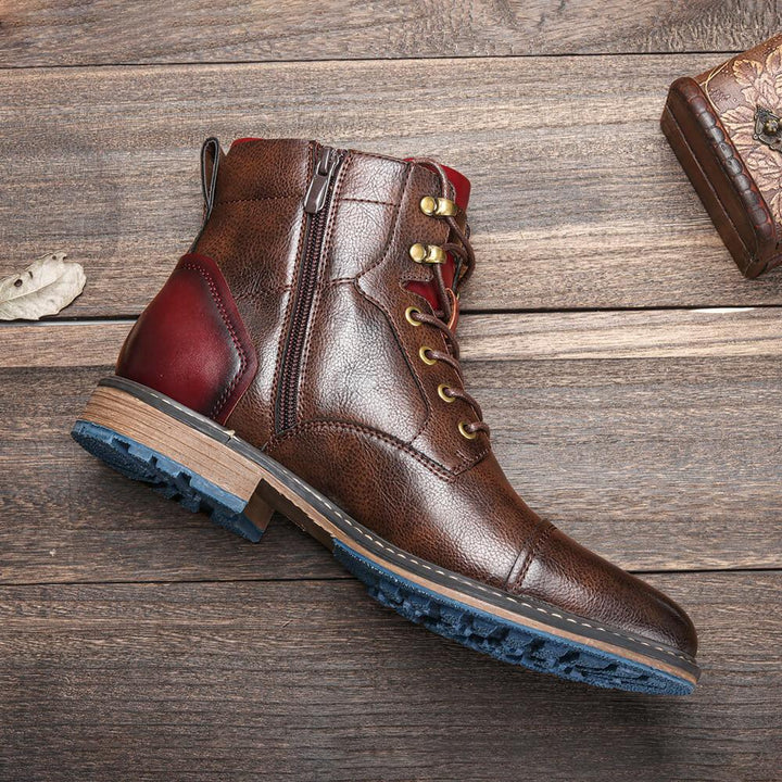 Sophisticated men's black Oxford boots with elegant lacing and smooth leather upper.