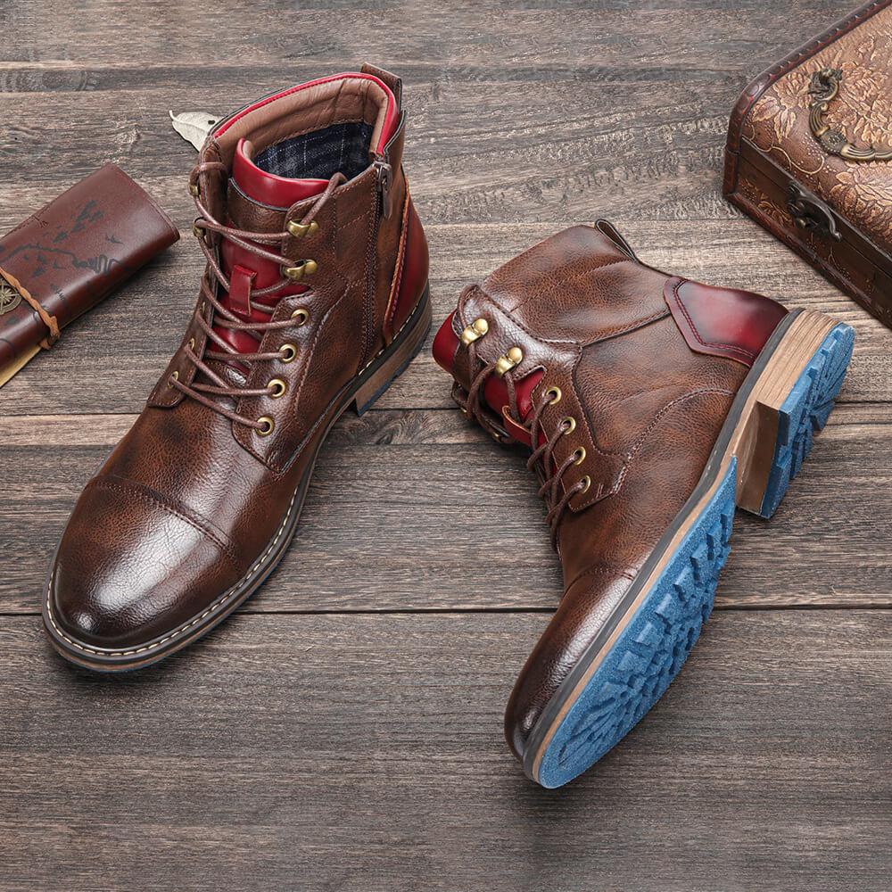 Stylish men's classic black Oxford boots, versatile for both formal and casual outfits.