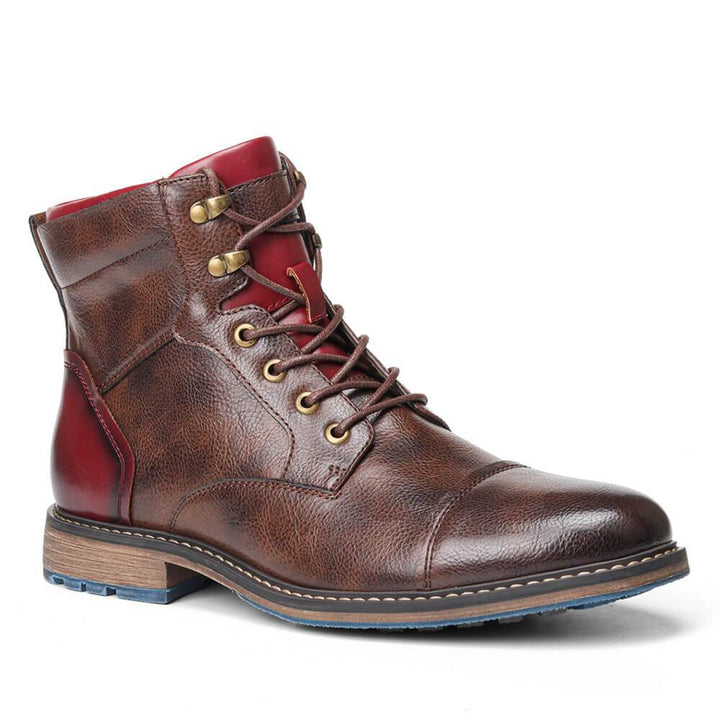 Premium black leather men's Oxford dress boots, offering durability and timeless fashion.