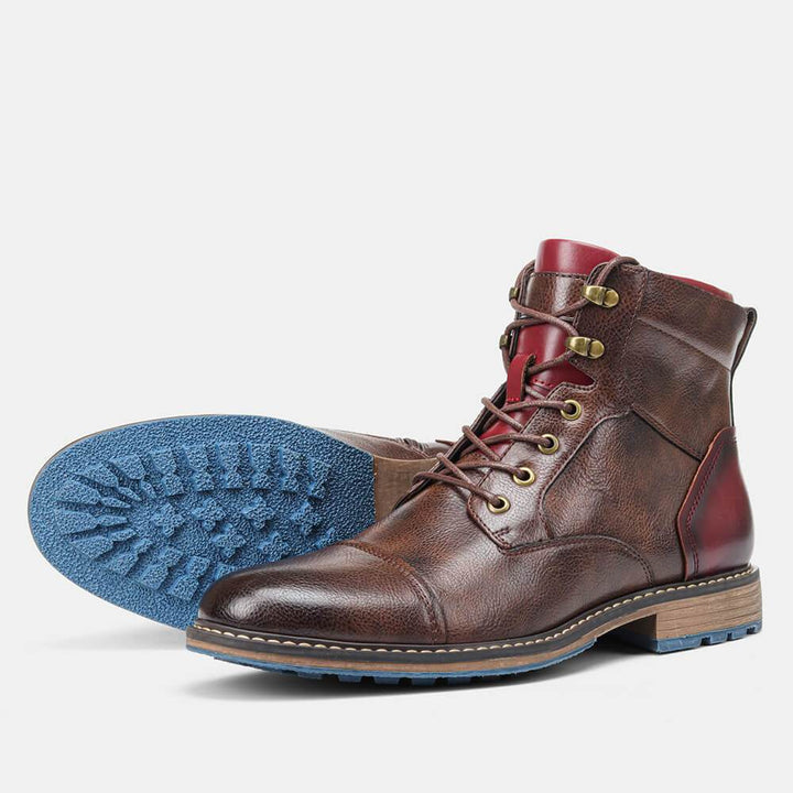 Durable men's black Oxford boots with sturdy heel, perfect for everyday wear & long-lasting style.