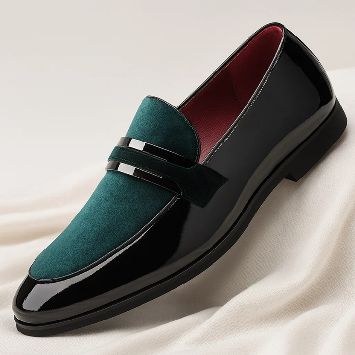 Stylish men's classic leather penny loafers, sleek design, versatile comfortable footwear for casual and dress occasions.