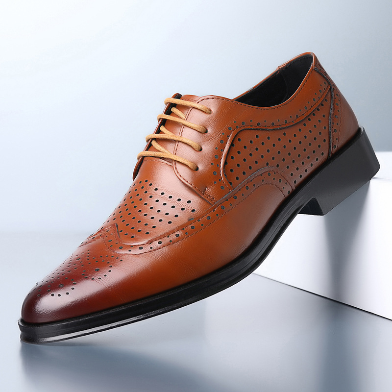 Sophisticated men's classic pointed toe leather dress shoes, perfect for formal events, business, and elegant style.