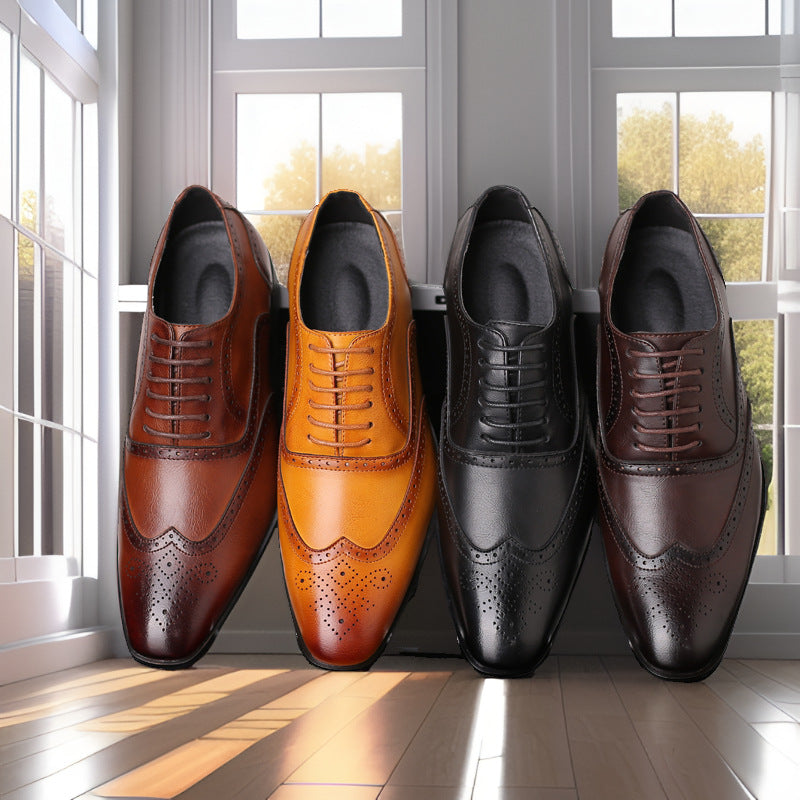 Sophisticated men's dark brown Oxford brogue formal shoes, combining style with daily comfort.