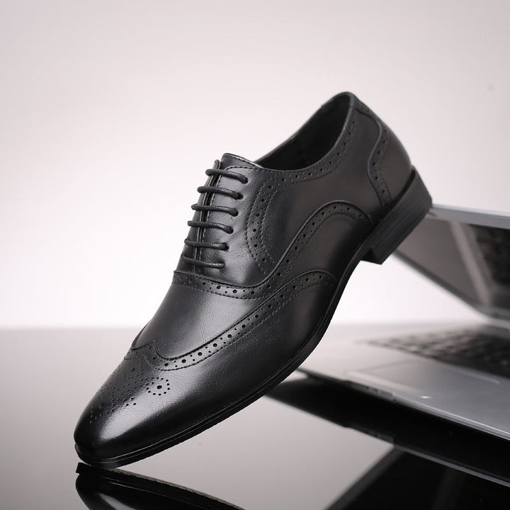 Versatile men's black Oxford brogue formal shoes, ideal for business, office, and special occasions.