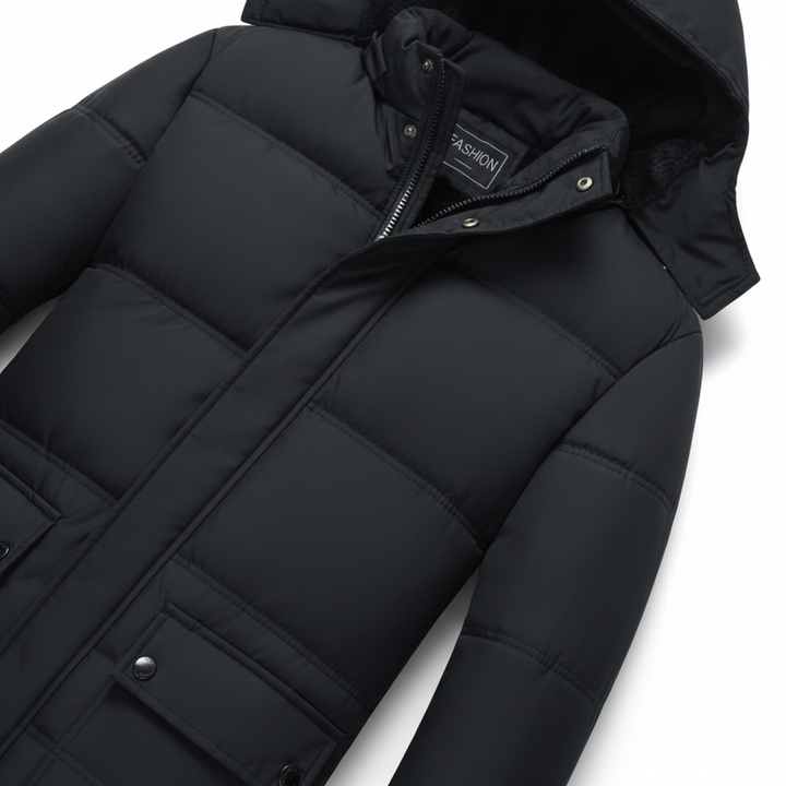Michael men's black winter coat, 3/4 length, perfect for cold weather and classic style