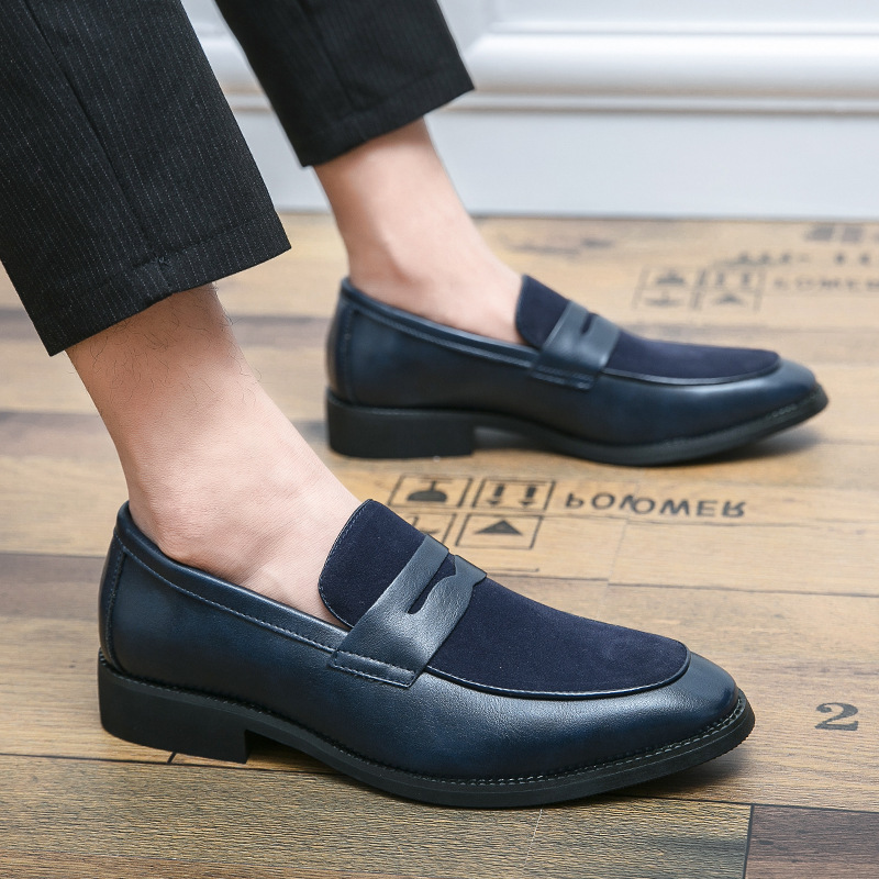Premium leather men's penny loafers, classic slip-on dress shoes for formal or casual wear.