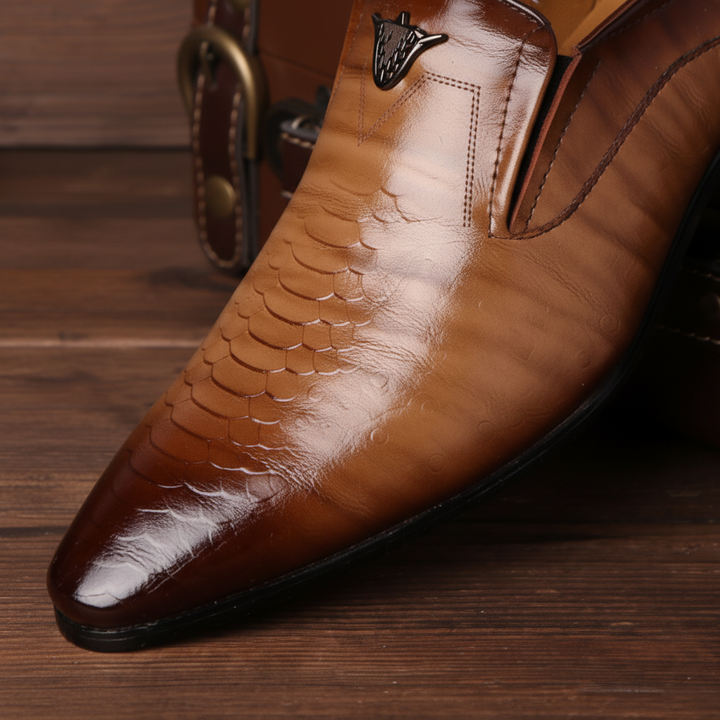 Classic black PU leather men's dress shoes, perfect for business casual and formal occasions, comfortable fit.