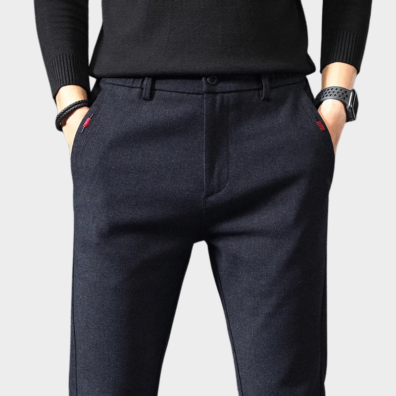 Men's classic black slim fit pants, perfect for everyday comfort, office, or smart casual wear.