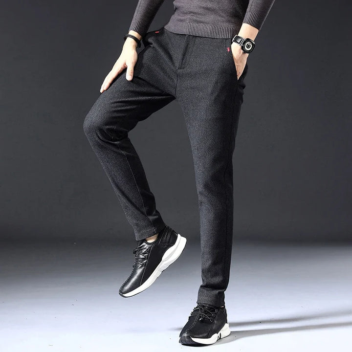 Stylish gray slim fit men's pants, a comfortable and versatile choice for everyday wear & smart casual looks.