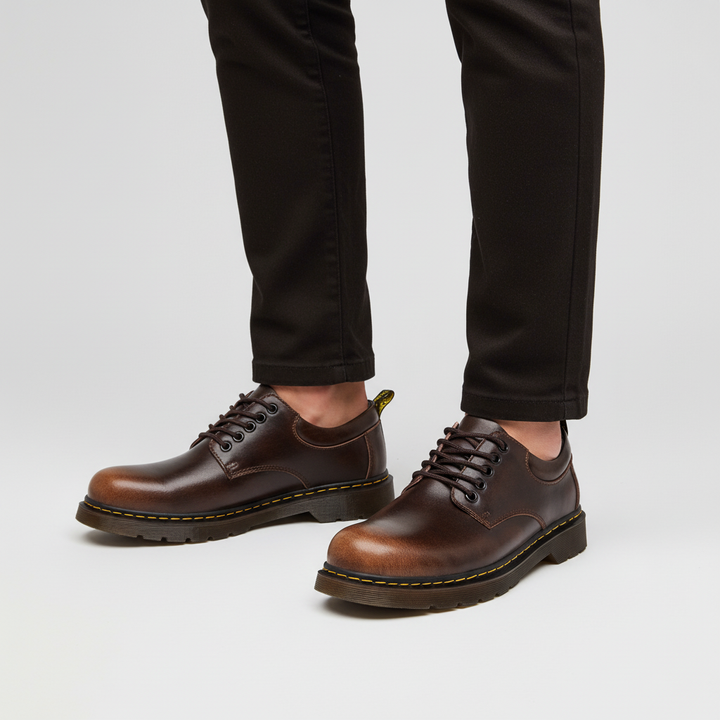 Gerald men's black vegan leather classic shoes with robust sole, ideal for business casual fashion