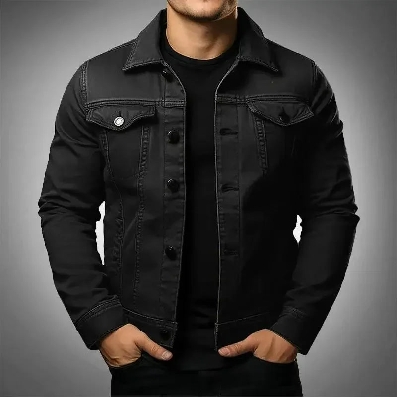 Men's classic blue denim jacket with timeless style, perfect for everyday casual wear.