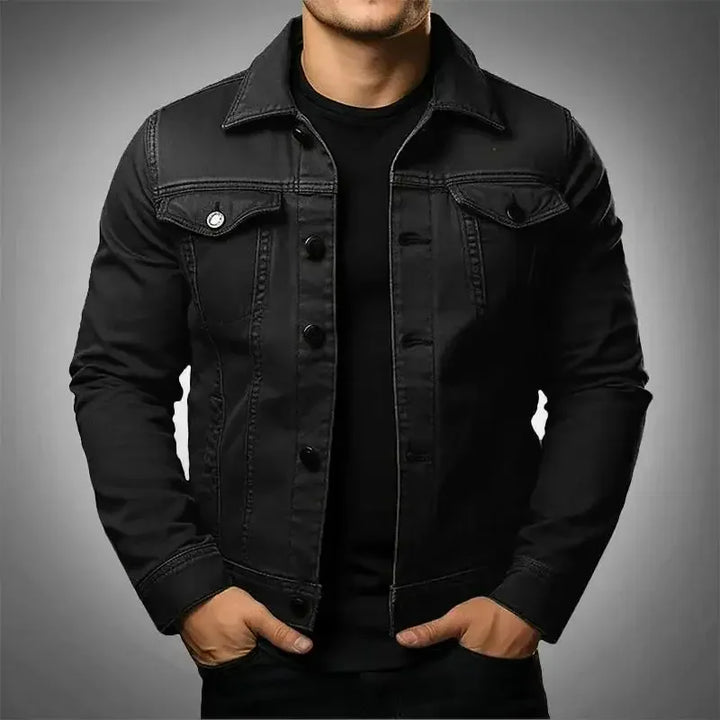 Men's classic blue denim jacket with timeless style, perfect for everyday casual wear.