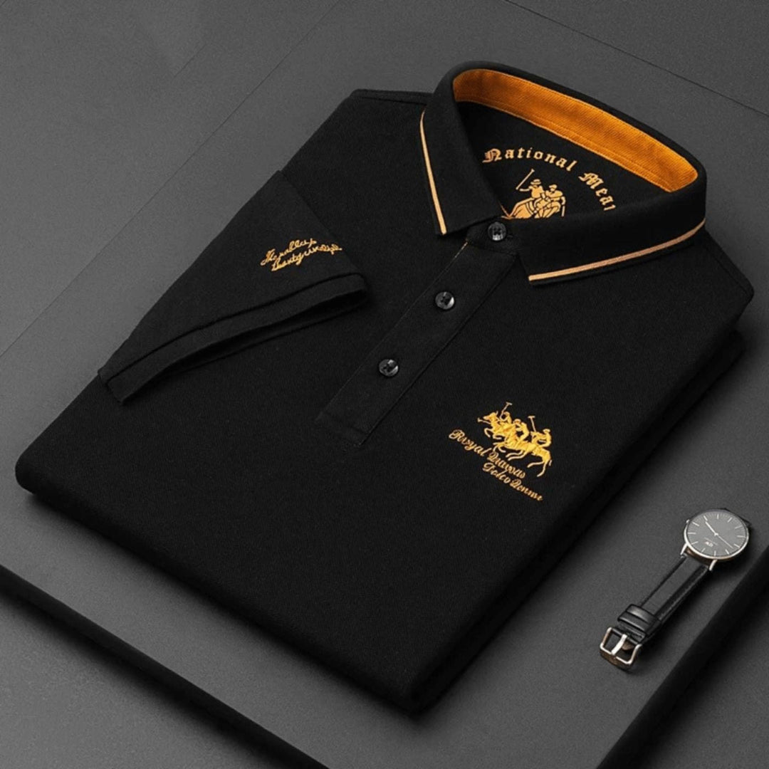 Comfortable, breathable men's polo shirt with subtle embroidery. Perfect for spring/summer casual wear.
