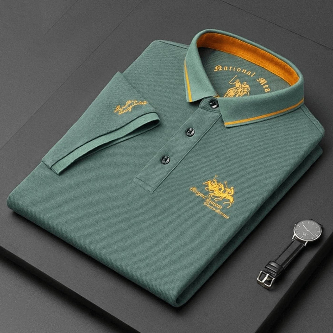 Classic men's polo shirt with breathable fabric, embroidered. Great for smart casual, golf, everyday comfort.