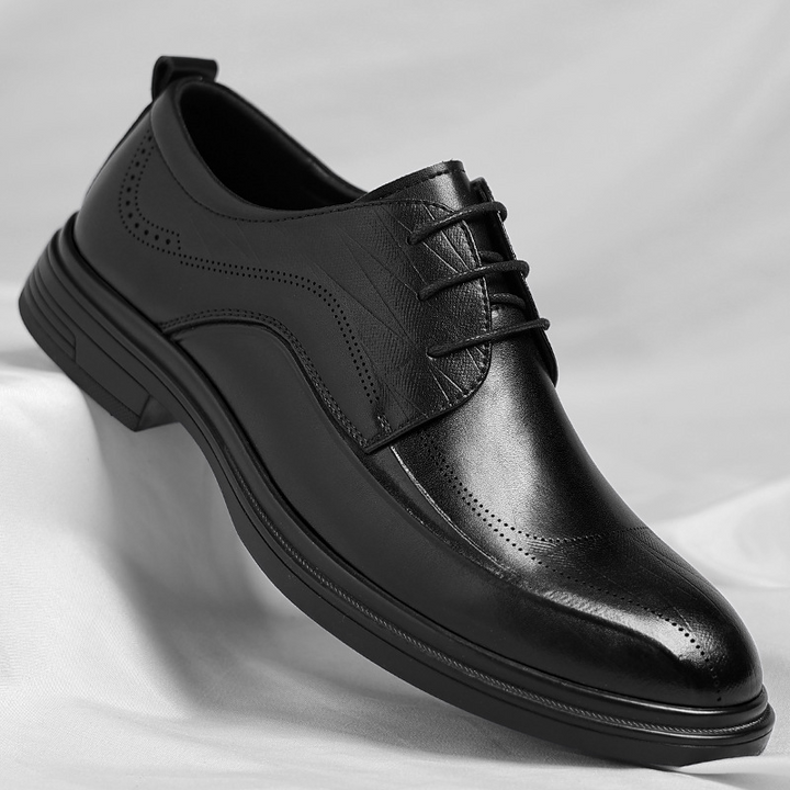 Durable men's classic brogue dress shoes, comfortable formal footwear with timeless style.