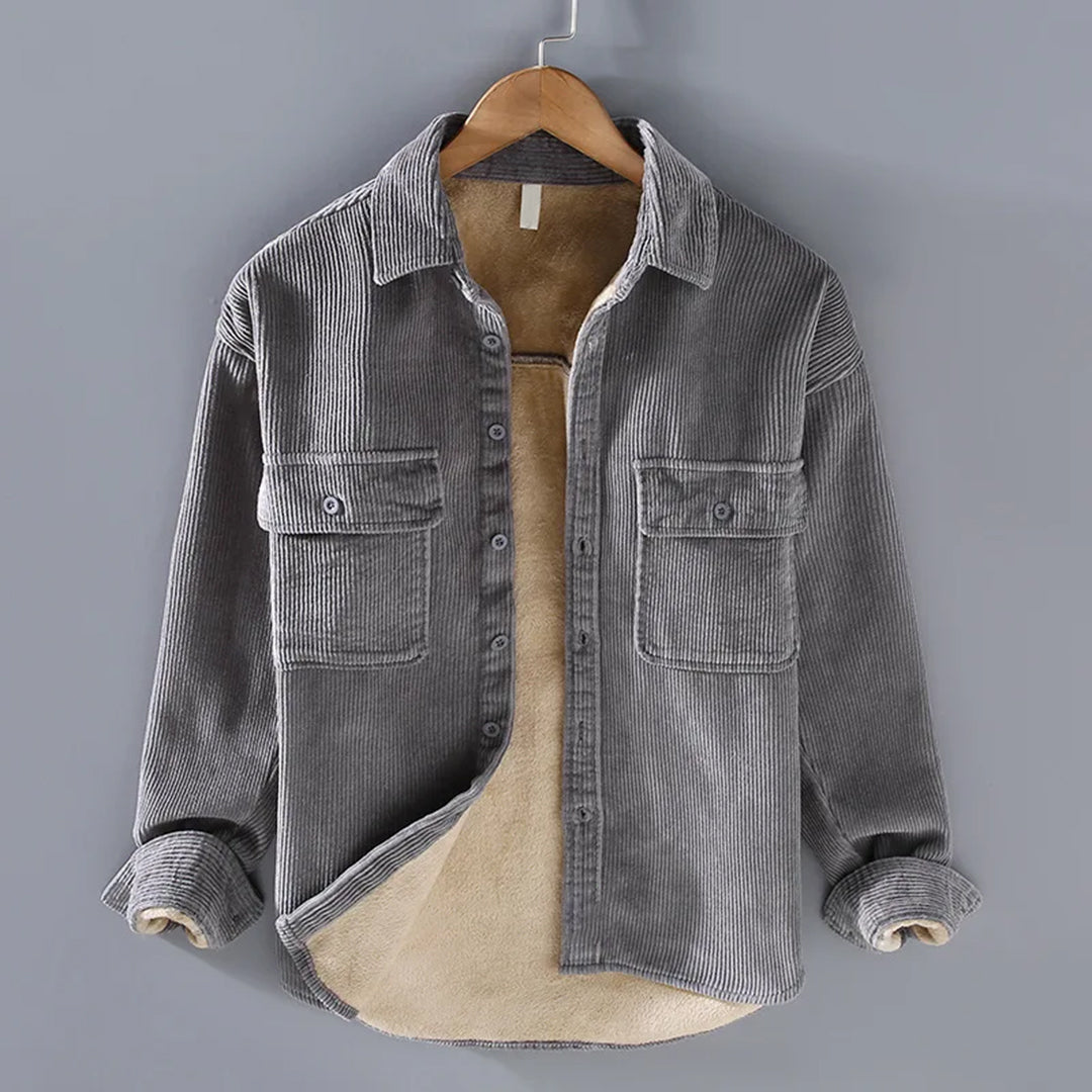 Stylish men's corduroy jacket in rich texture, a versatile casual outerwear piece for everyday vintage style.