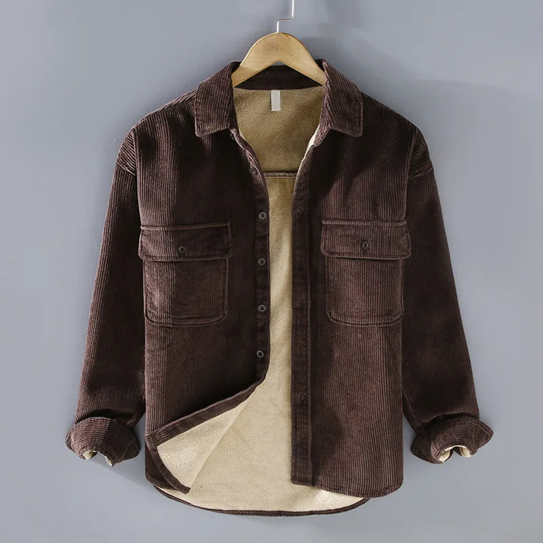 Warm men's corduroy jacket for fall & winter. Comfortable, stylish outerwear; a must-have for casual fashion.