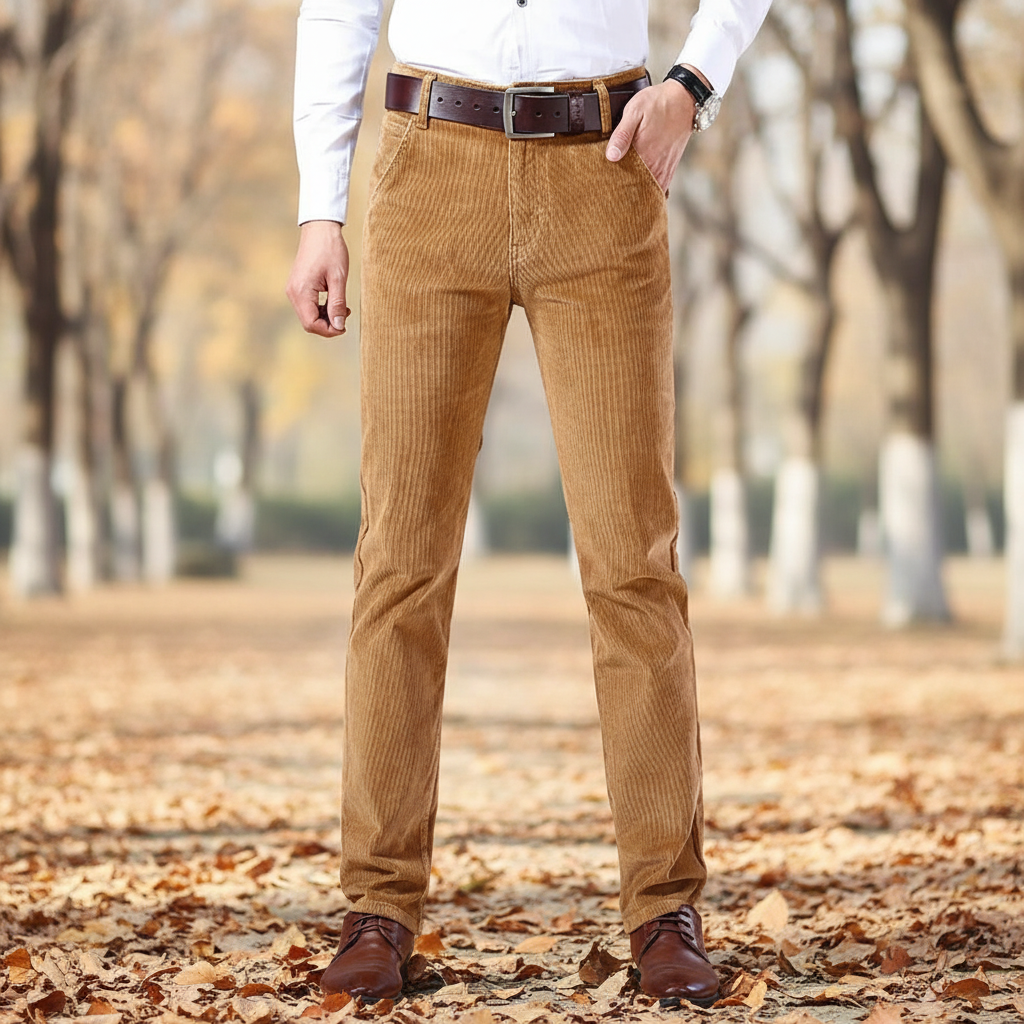 Men's classic brown corduroy trousers, Ralf style, for winter casual wear