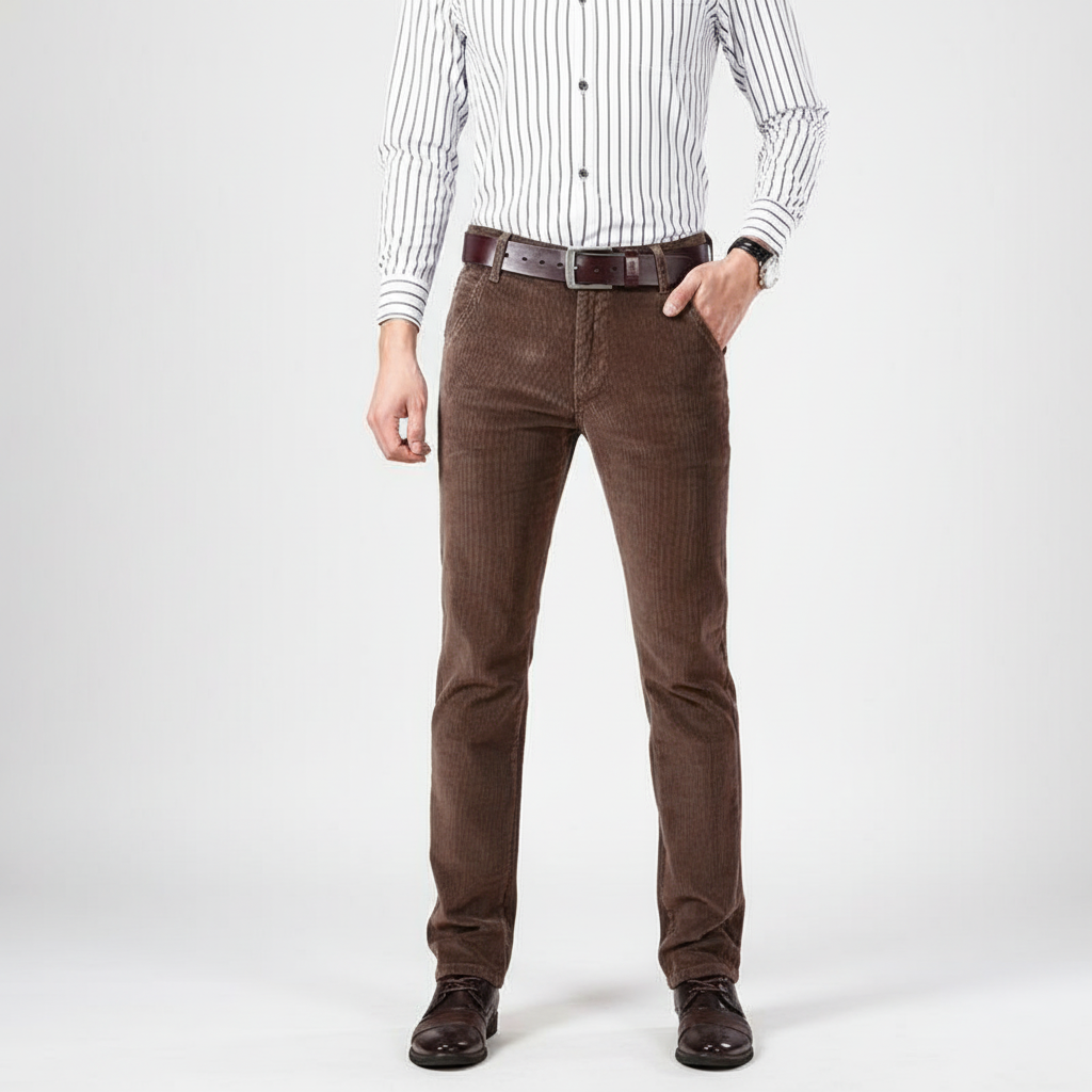 Men's classic fit corduroy trousers, Ralf, showcasing texture and rich color