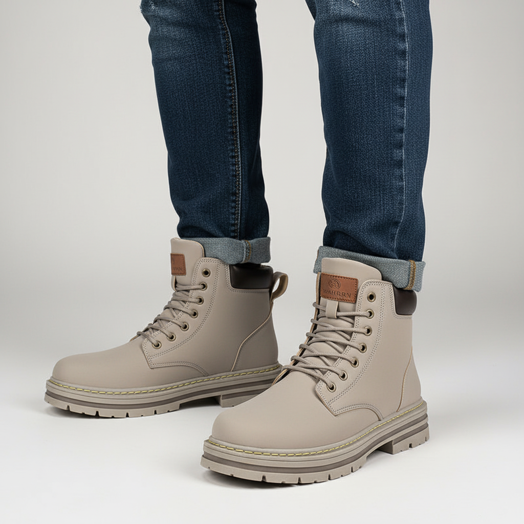 Stylish men's British design lace-up boots, comfortable and weatherproof for everyday wear
