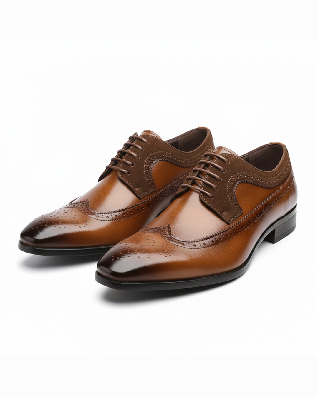 Men's classic brown leather brogue oxford dress shoes, perfect for business, formal events, and elegant style.