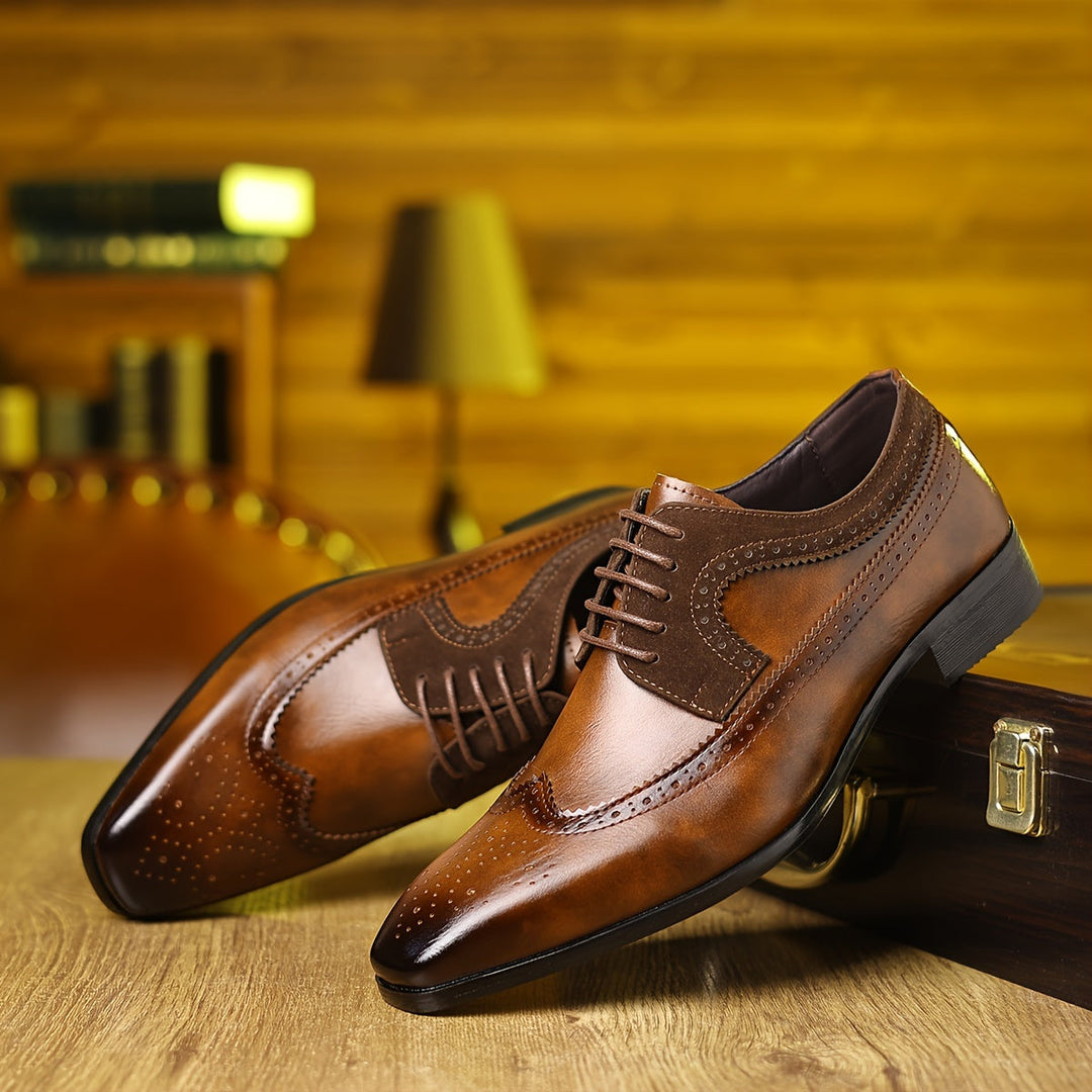 Elegant men's formal Oxford brogue dress shoes, perfect for business or special occasions. Classic style.