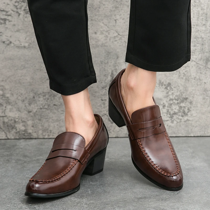 Comfortable men's tan slip-on casual loafers, easy to wear for daily activities & relaxed style.