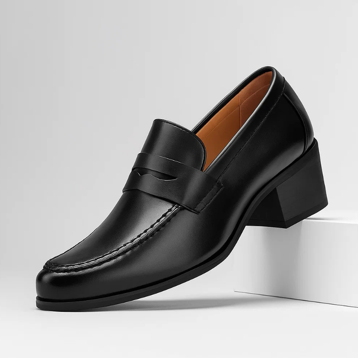 Smooth leather men's classic slip-on loafers, offering durability & timeless style for any outfit.