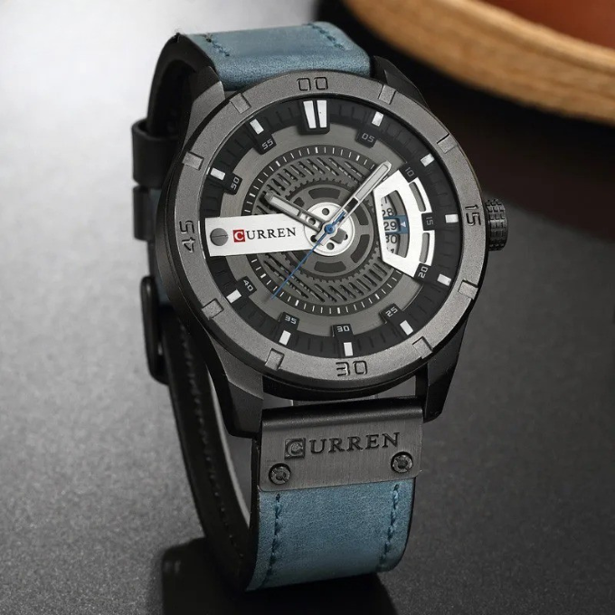 Timeless men's watch with a sophisticated red leather strap, elegant for formal or casual wear.
