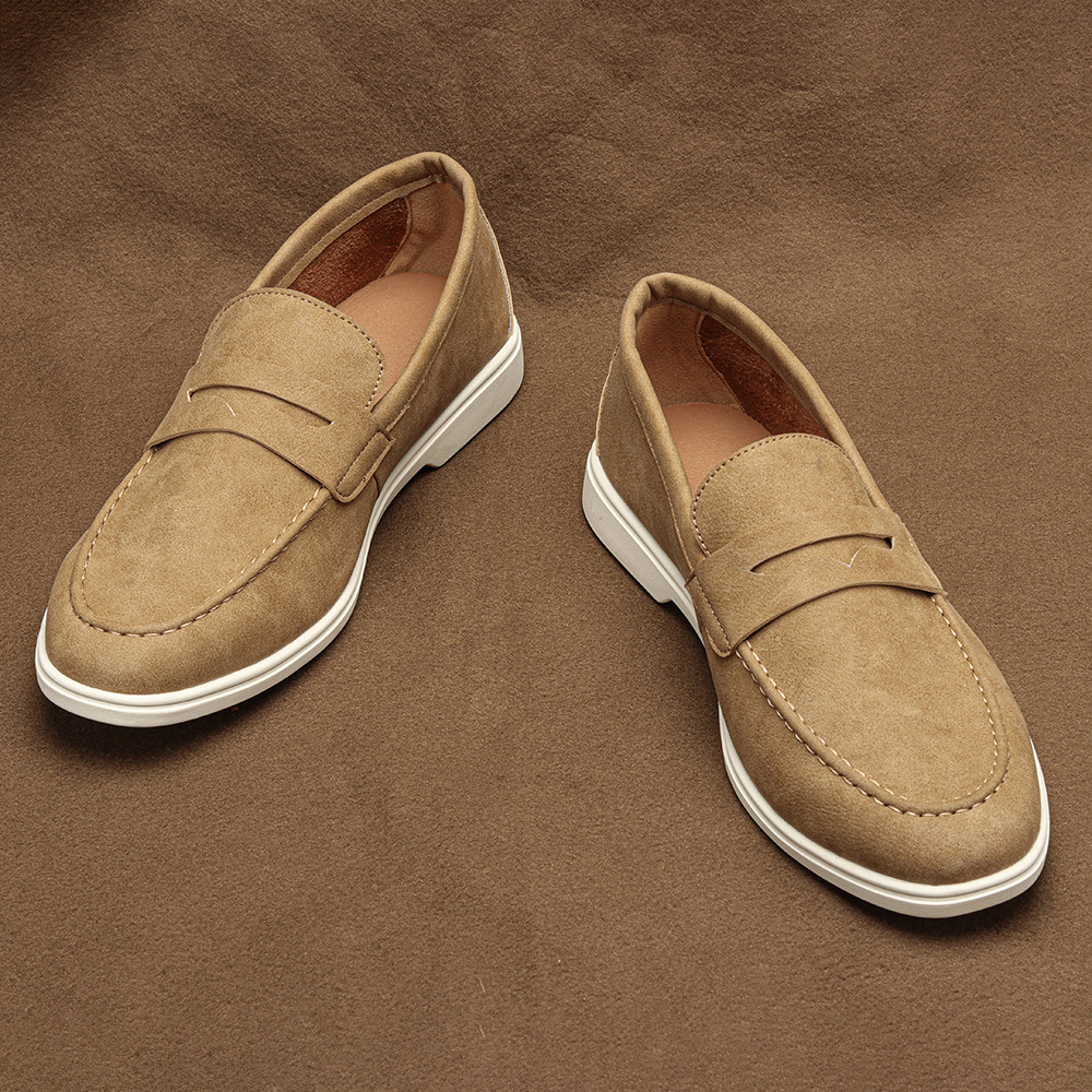 Men's comfortable brown penny loafers, a classic slip-on design for ultimate everyday wear & versatile styling.