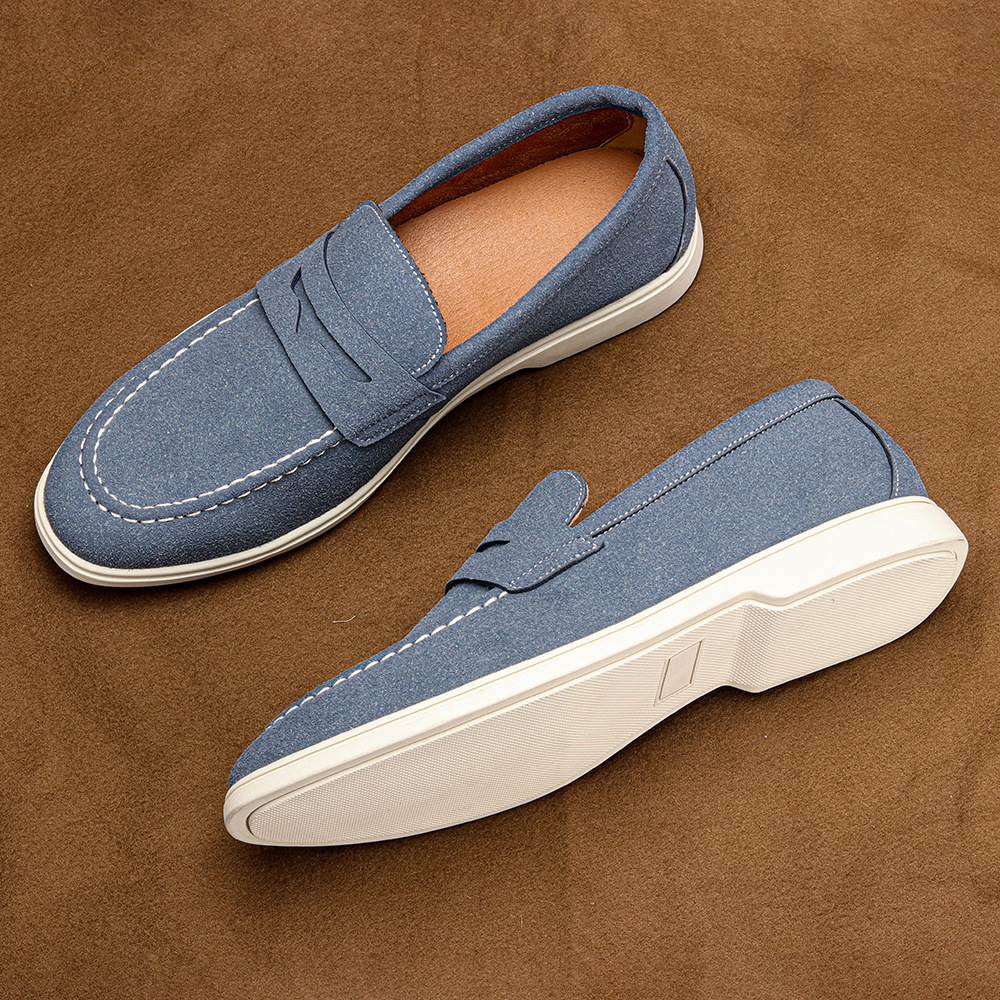 Classic brown leather men's penny loafers offering everyday comfort, ideal as versatile casual & dress shoes.