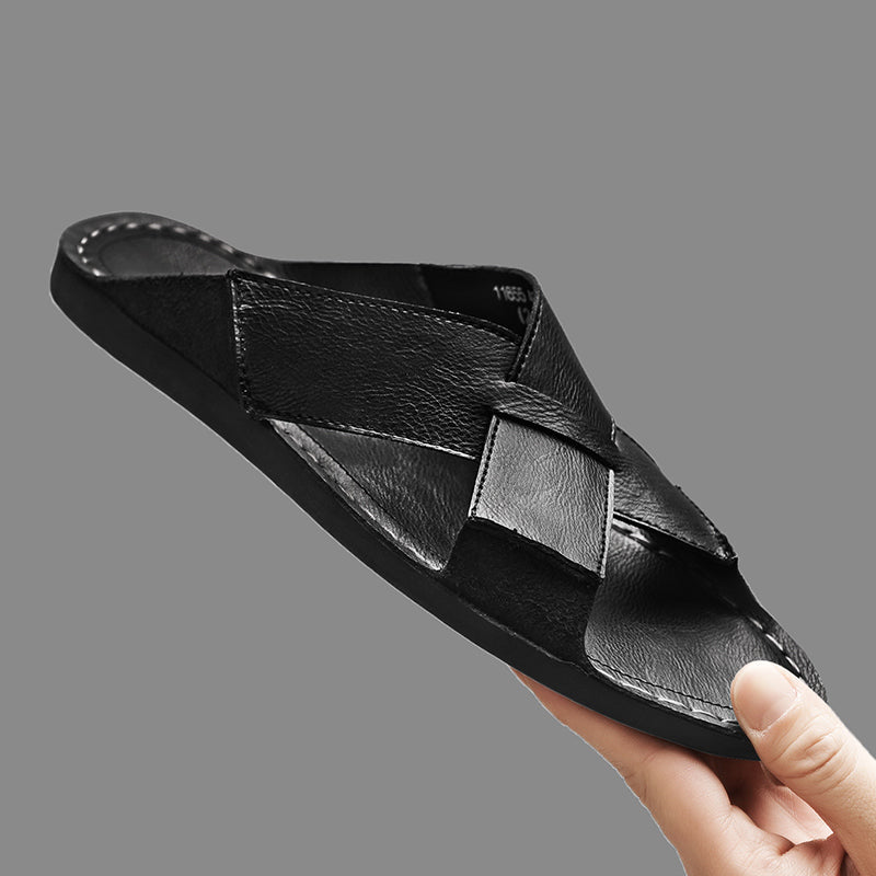 High-quality brown mens slip-on sandals, designed for comfort, durability, and summer fashion.