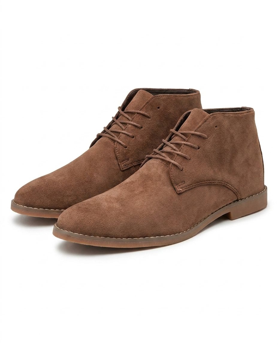 Men's classic brown suede ankle boots with durable lace-up design, perfect for everyday wear.