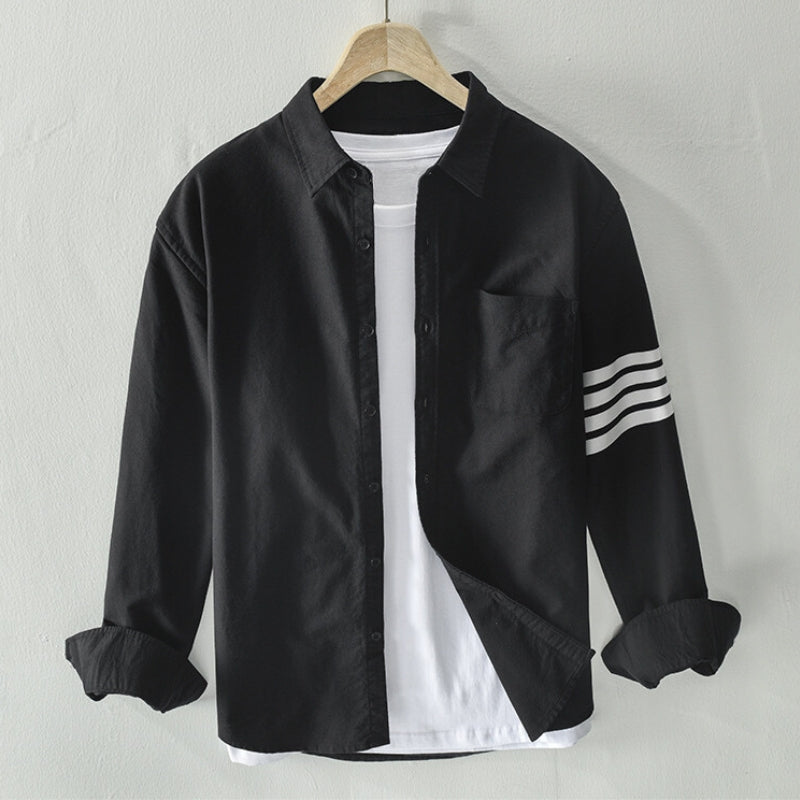 Men's collared button-up long sleeve shirt, a classic, comfortable design for daily versatile wear.