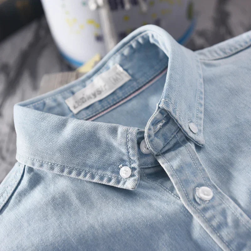 Versatile men's long sleeve button-down shirt, a classic casual top for rugged style and layering.
