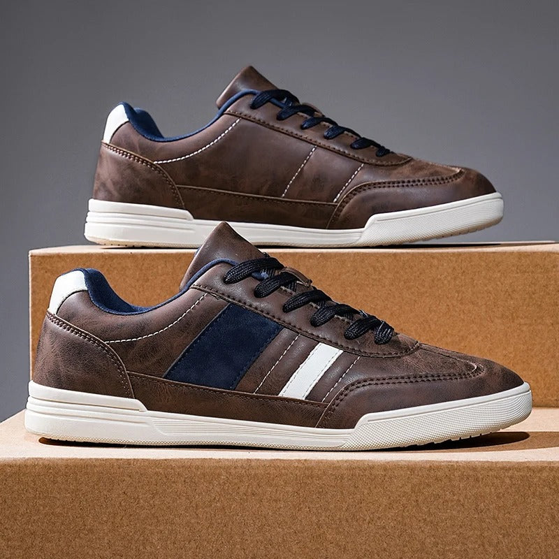 Distressed men's casual sneakers, versatile athletic style, ideal for everyday fashion & comfort.