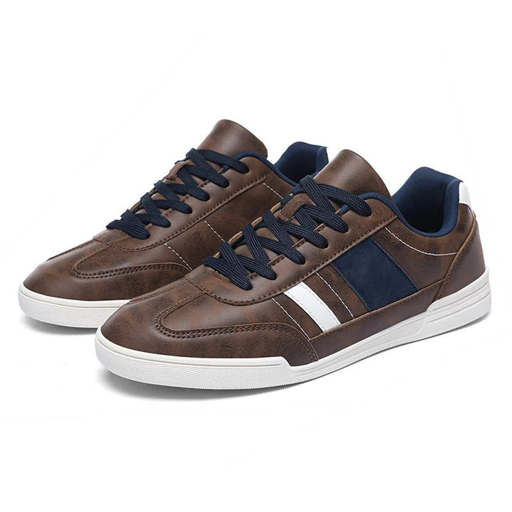 Men's fashion sneakers, comfortable everyday footwear with a distressed low profile casual look.