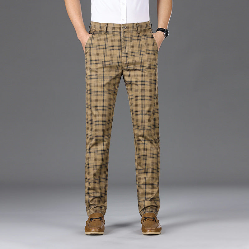 Men's cotton blend checkered pants, designed for comfort and style in men's formal and casual fashion.