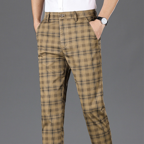 Classic men's check trousers, a stylish and comfortable wardrobe staple for modern men's fashion.