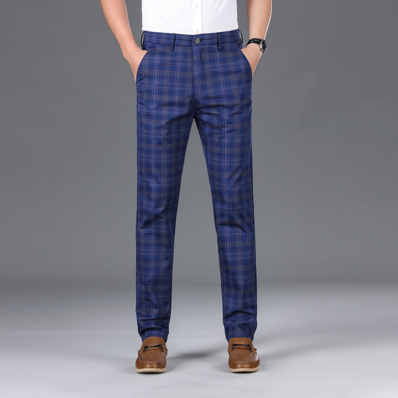 Formal wear men's checkered trousers, stylish and comfortable. Great for office, events, or elegant fashion.